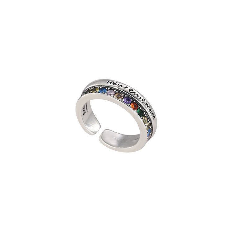 Wholesale S925 Sterling Silver Rainbow Passepartout Ring
