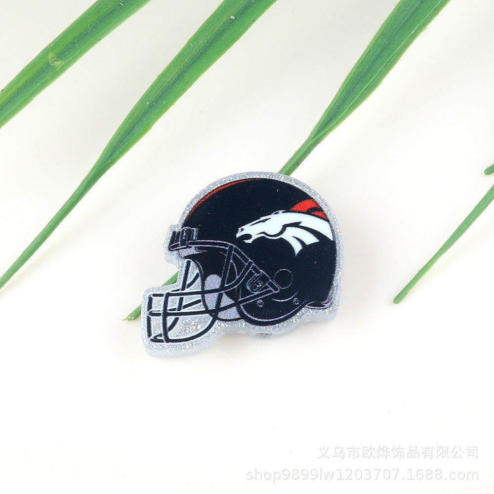 Wholesale 5pcs Acrylic Rugby Straight Hole Cartoon Beads