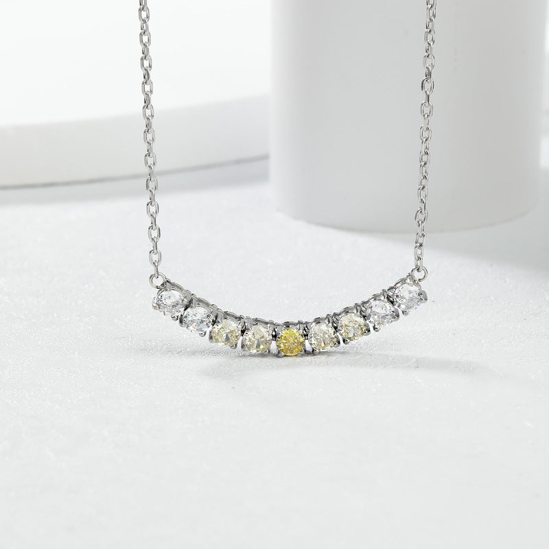 Wholesale  fashion clavicle chain color gradient round tennis necklace