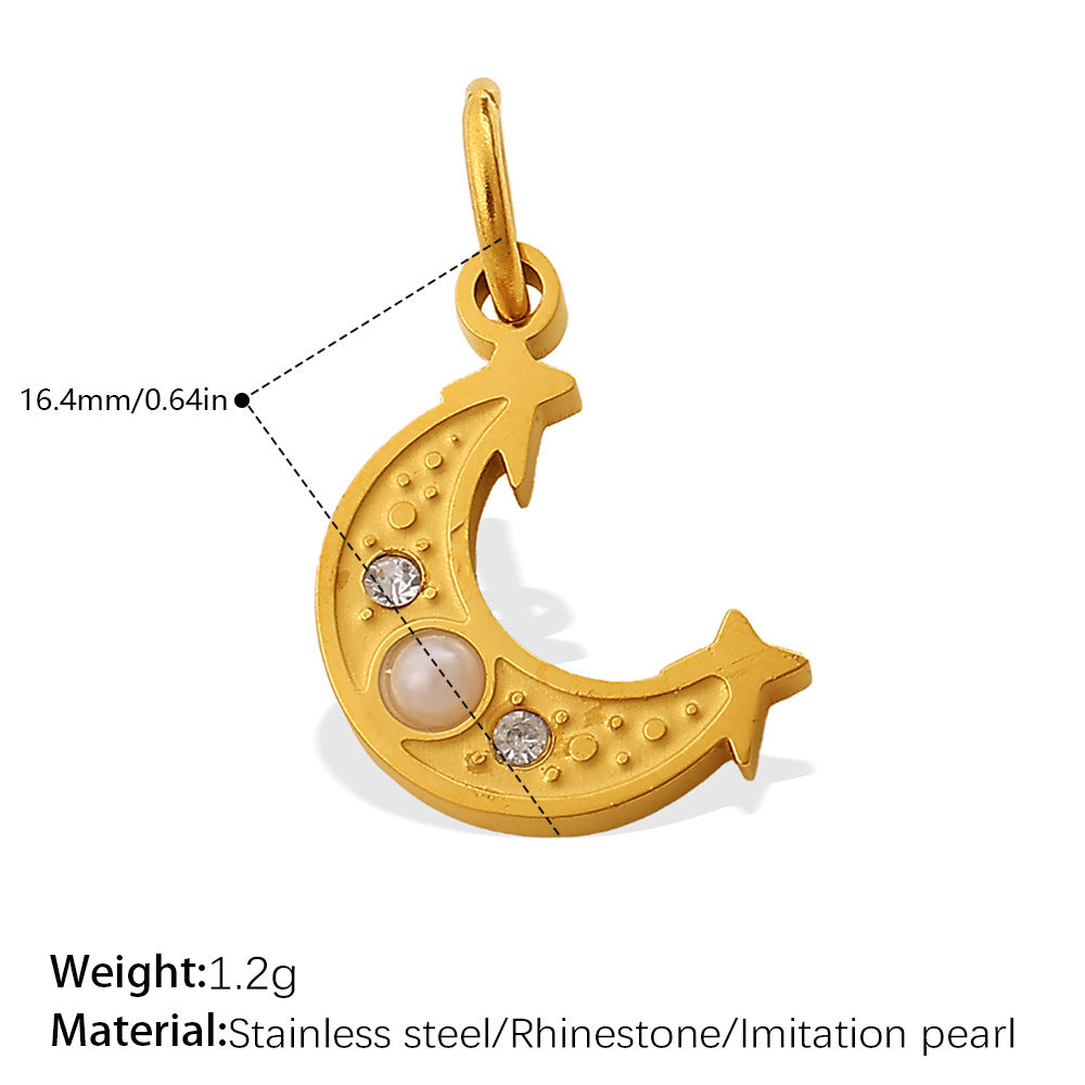 Wholesale Retro Elegant Style DIY Star and Moon Phase Diamond Charms for Jewelry