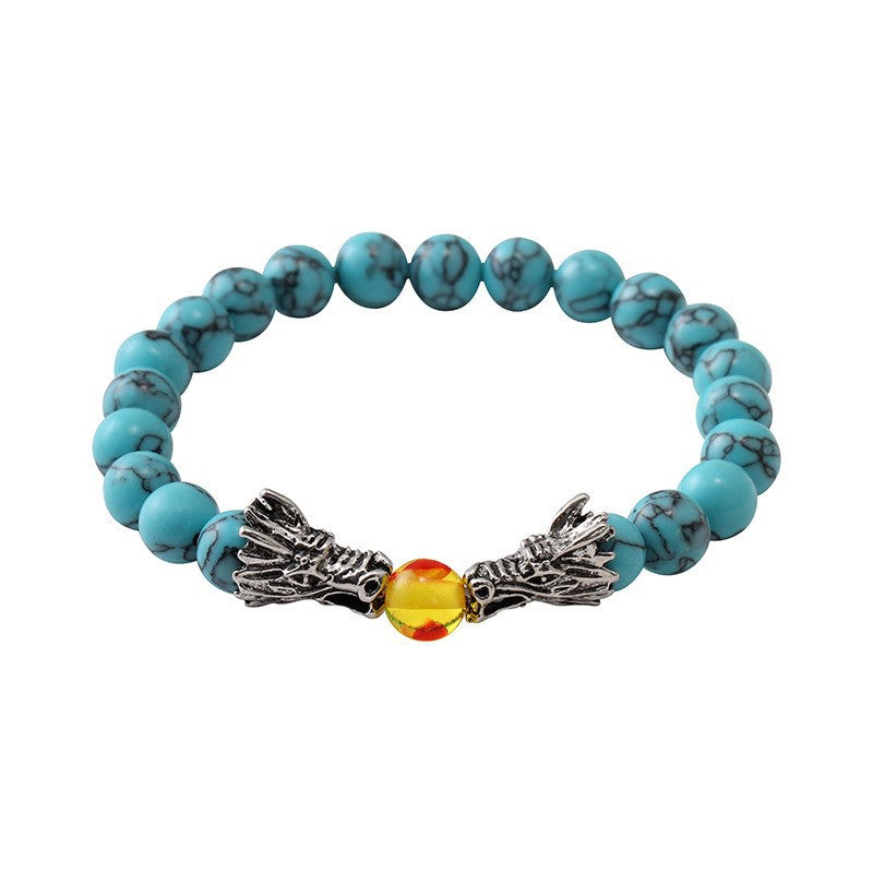 Wholesale  8mm volcanic stone white pine stone yellow crystal bracelet