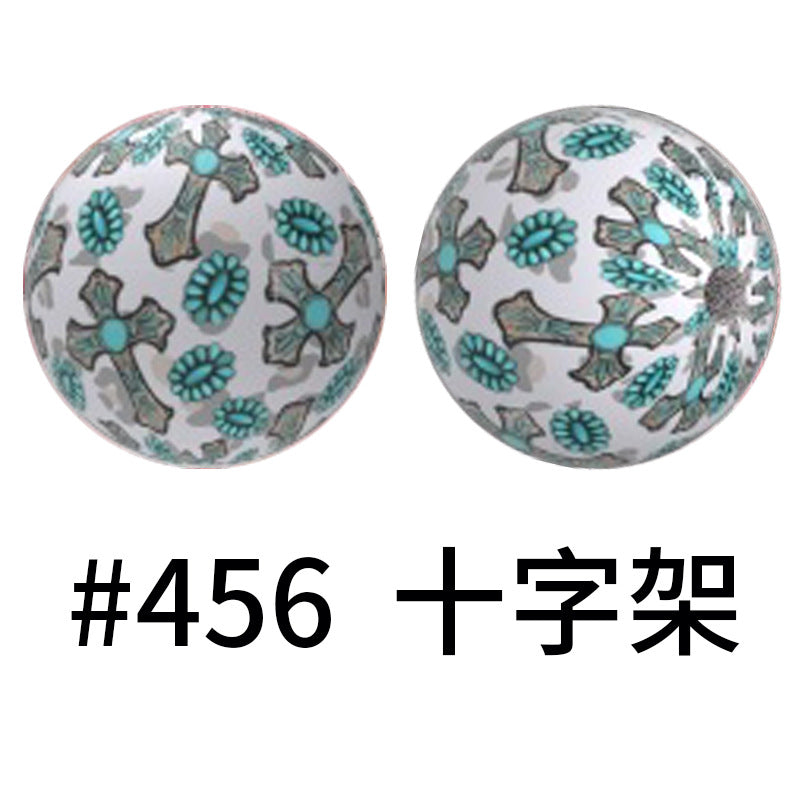 Wholesale 50pcs 15mm Western Style Leopard Skull Color Aztec Printed Silicone Balls Beads ACC-BDS-HeSheng001