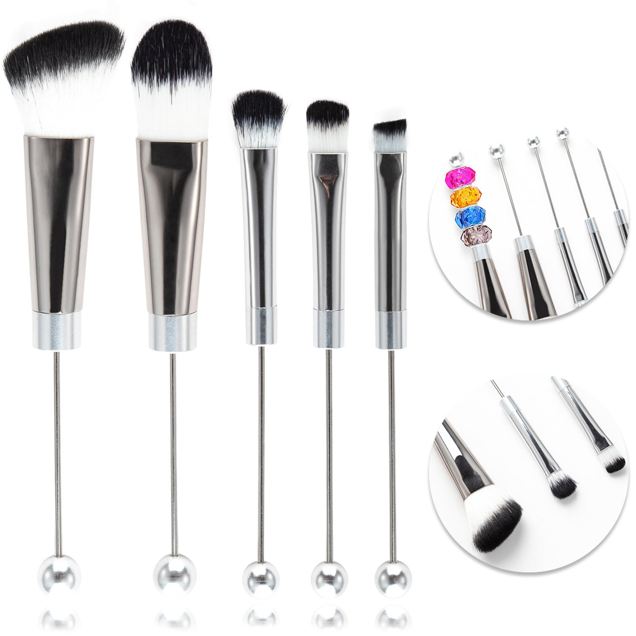 Wholesale Beadable 5-piece DIY Beaded Makeup Brush Set Beauty Tools