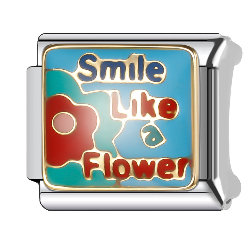 Wholesale Italian Charm Bracelet 9mm DIY Splicing Plant and Flower Series Stainless Steel Composable Bracelet