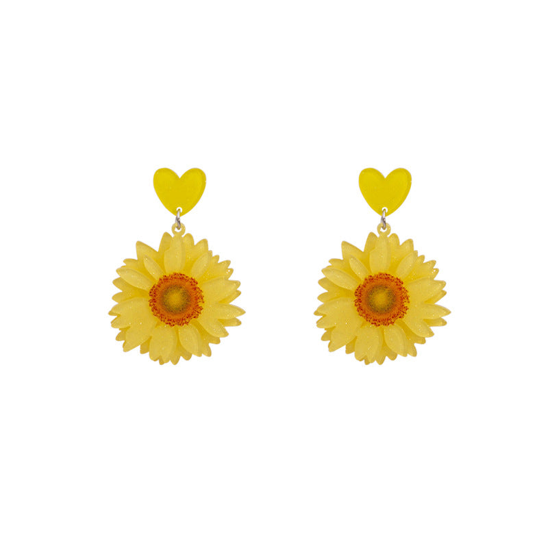 Boucles d'oreilles en gros tournesol acrylique