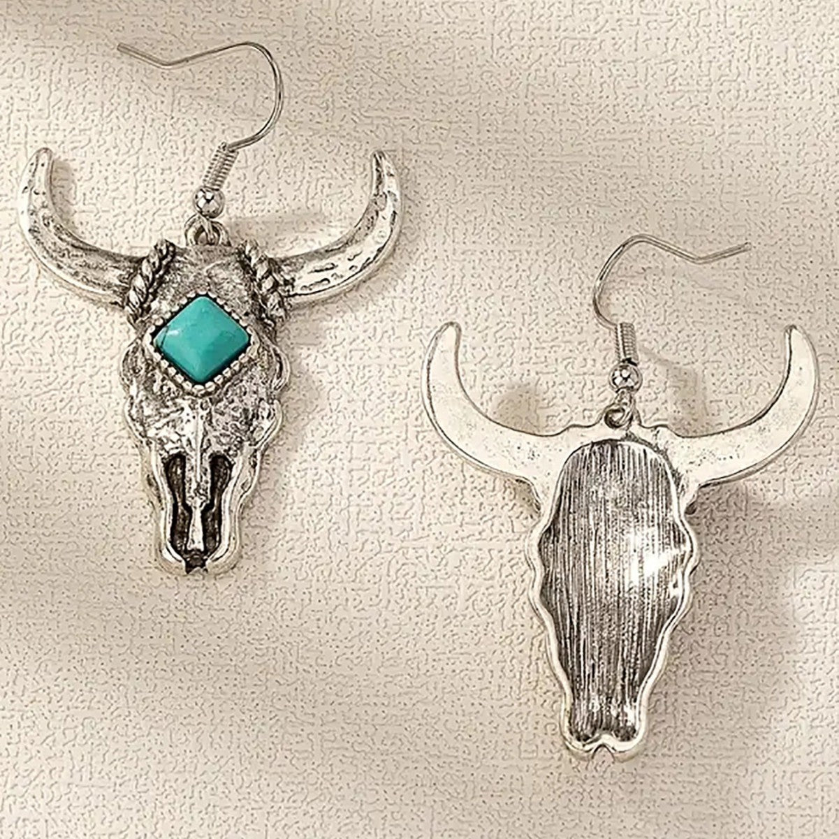 Wholesale Retro Cow Skull Turquoise Earrings for Women Daily Wear Boutique Resale Fashion Accessory