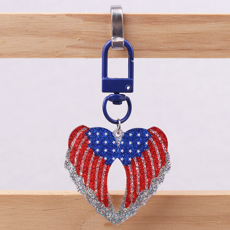 Wholesale American Independence Day Elements Red White Blue Flag Acrylic Keychain