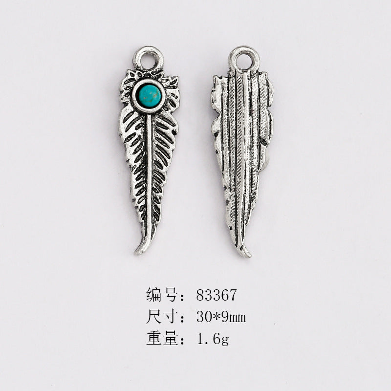 Wholesale Ethnic Retro Style Turquoise Alloy Diy Bracelet Necklace Pendant Accessories ACC-PT-Yongc003
