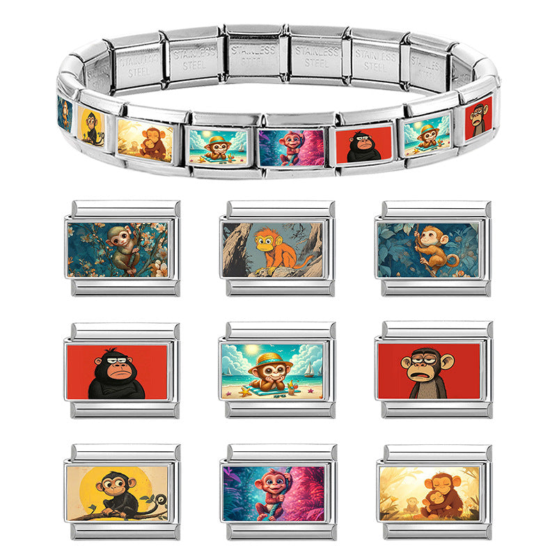 Wholesale Cartoon Monkey Modular Bracelet Stainless Steel Jewelry Accessory Gift Idea