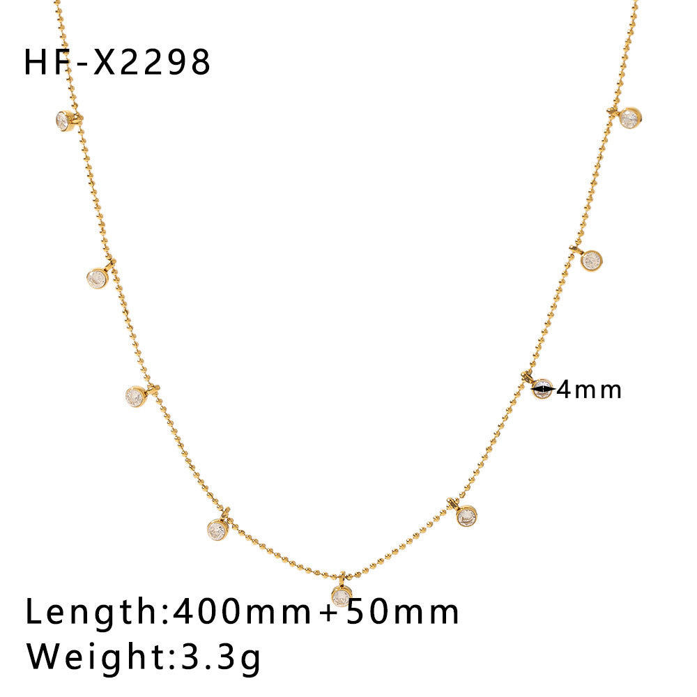 Wholesale stainless steel bamboo love fishtail skirt letter zircon necklace