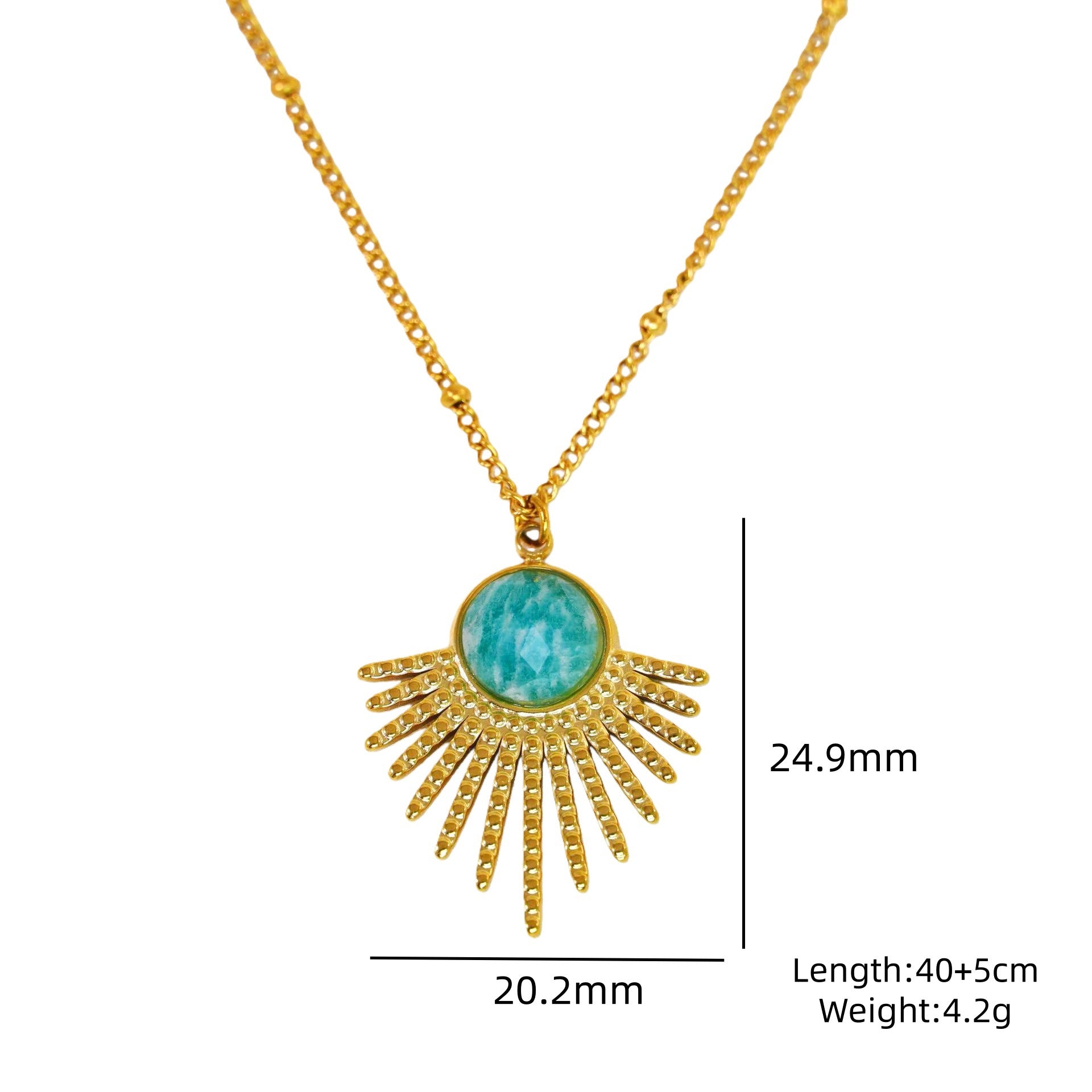 Wholesale Light Luxury Blue Tianhe Stone 14K Gold Plated Titanium Steel Necklace,  Fashion Jewelry Accessory Gift