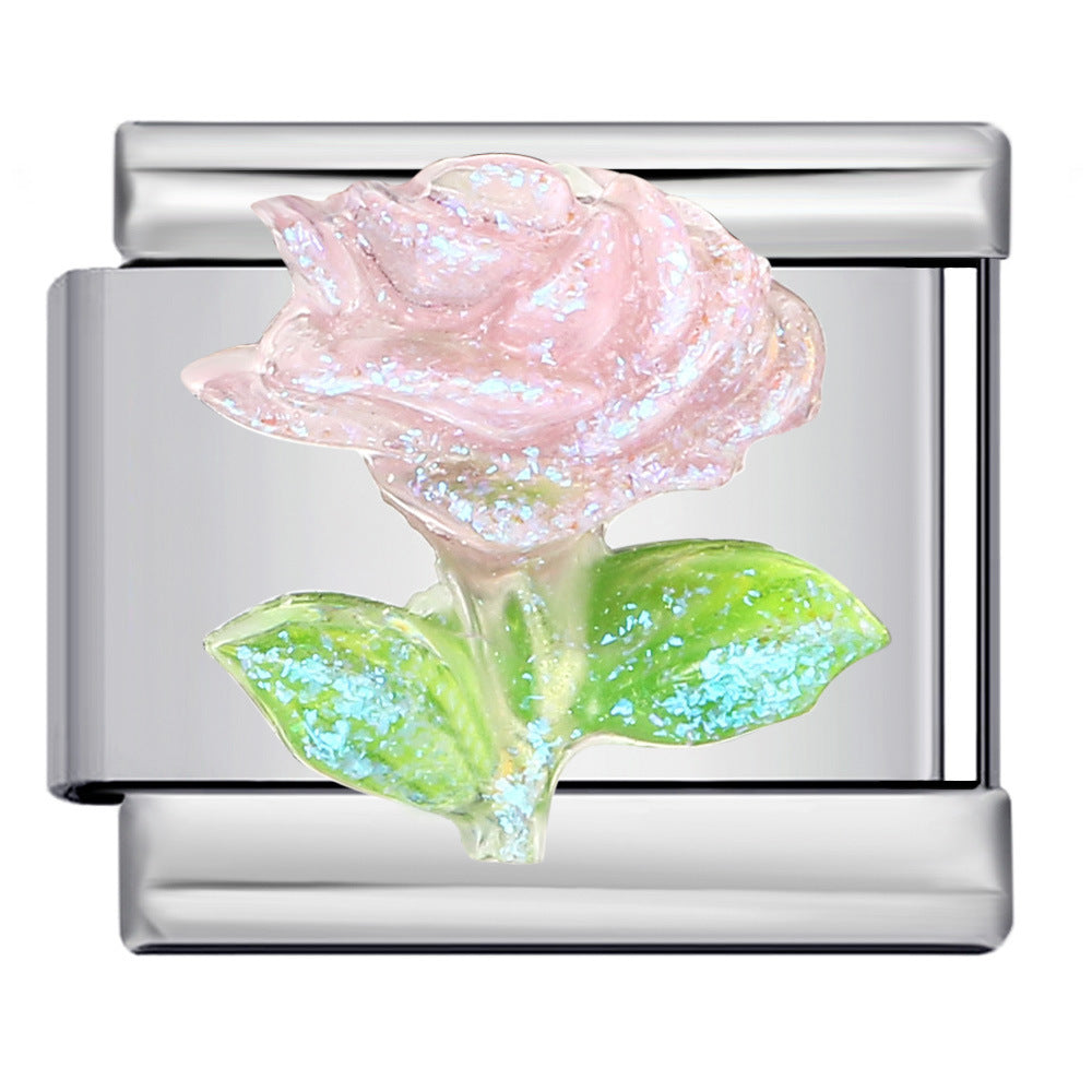 Wholesale Italian Charm Bracelet  flower pattern strap Stainless Steel Composable Bracelet