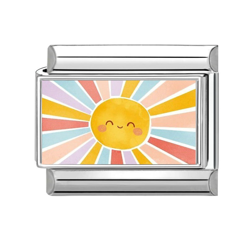 Wholesale Hearts and Love Italian Charms DIY flower fish Single Section Creative Stainless Steel Composable Bracelet