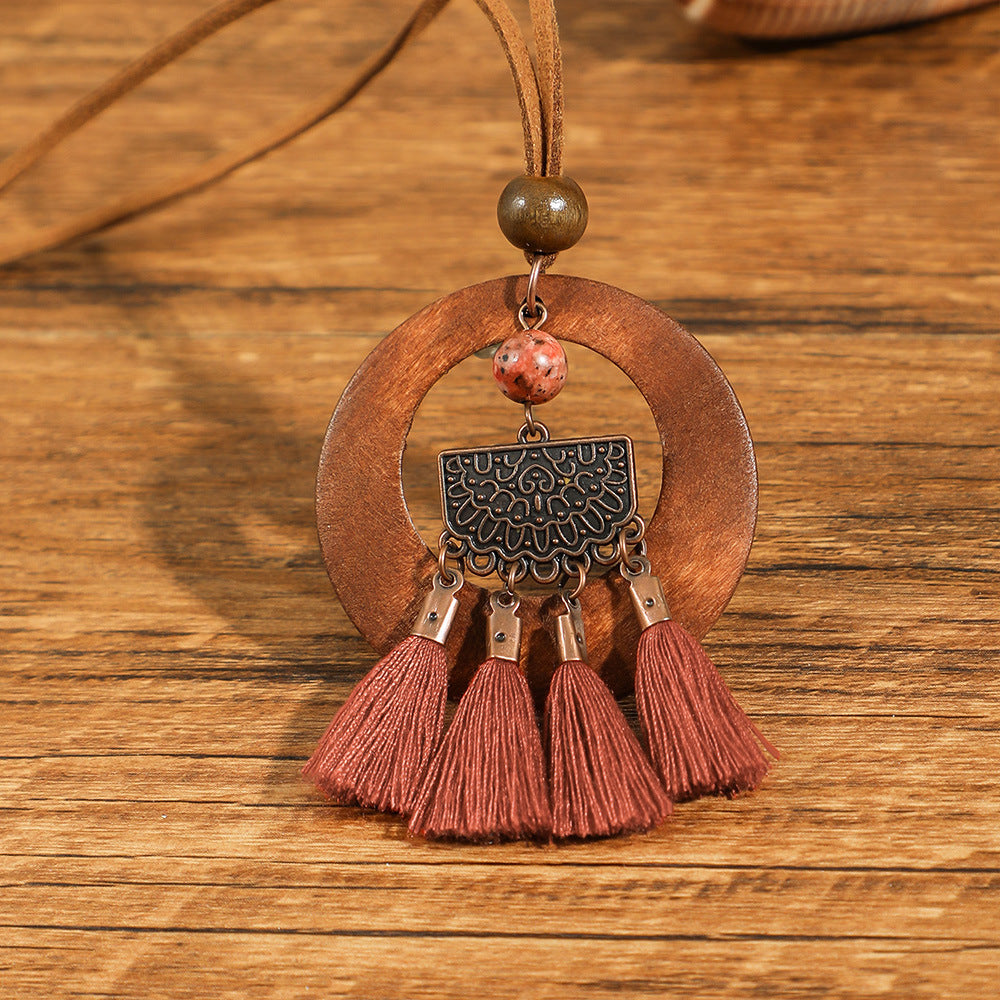 Wholesale Retro Ethnic Style Flower Shell Hollow Necklace Jewelry Accessory for Gift Boutique Resale