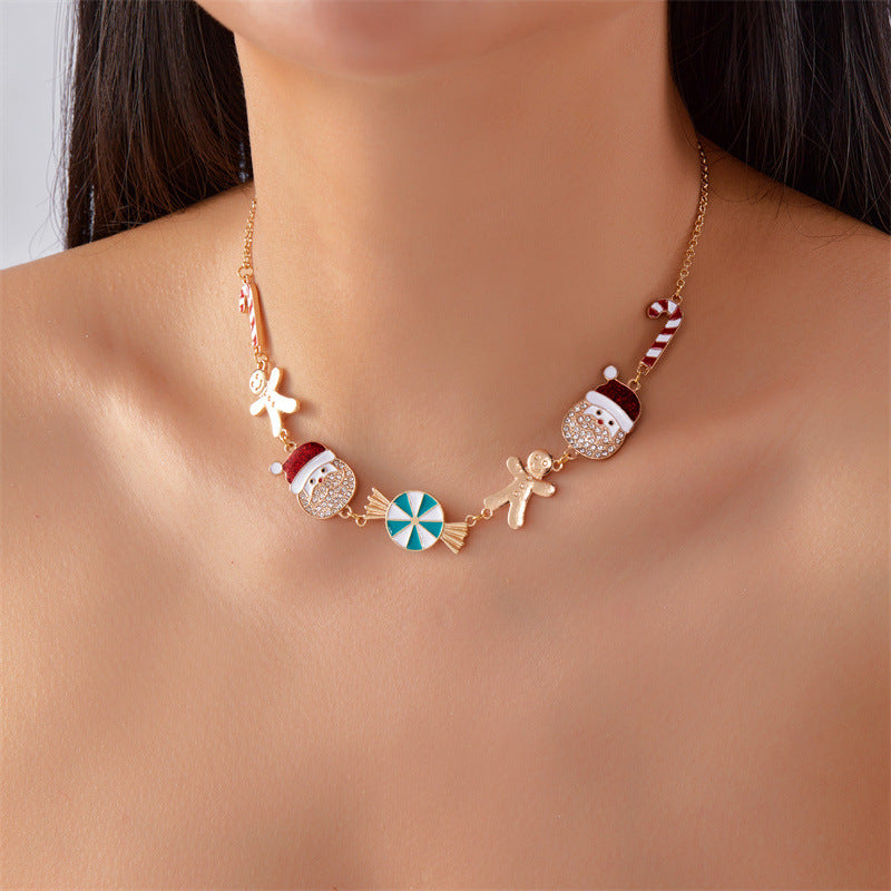 Wholesale Christmas Gingerbread Man Cane  Bracelet Necklace Set