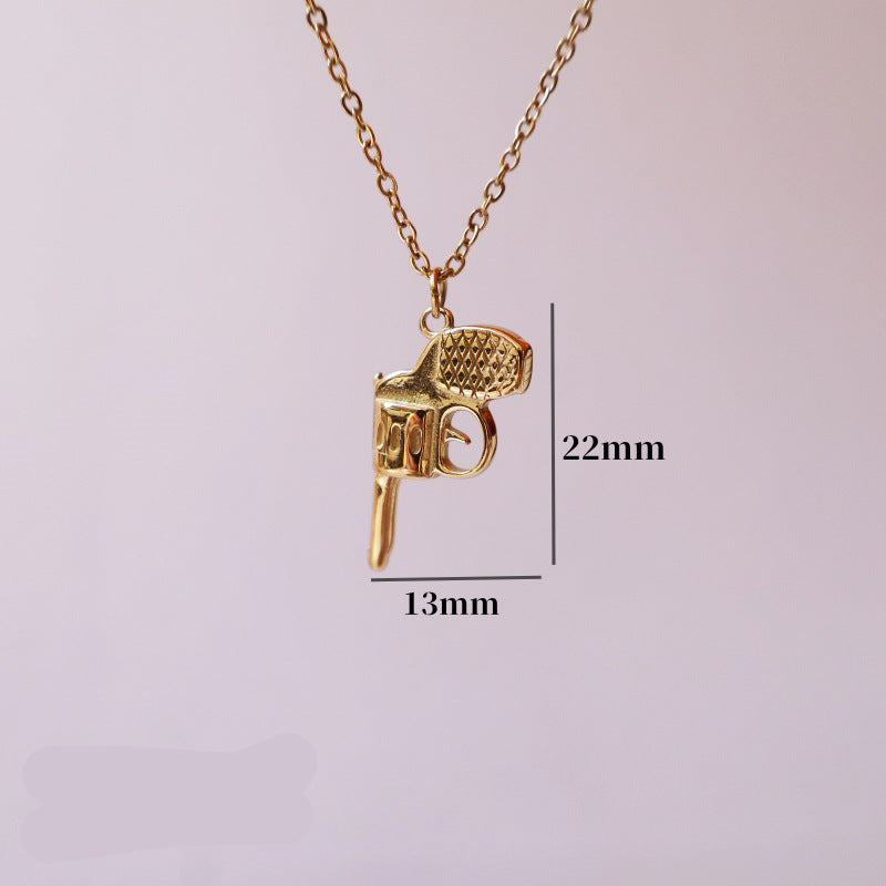 Wholesale cowboy series boots hat revolver stainless steel 18K gold plated necklace