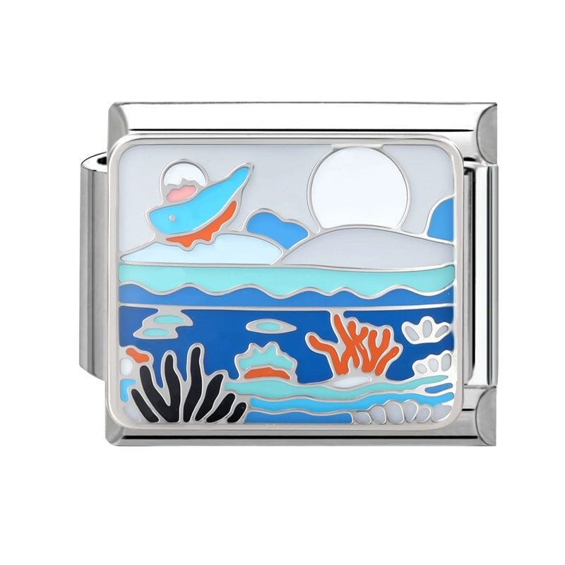 Wholesale 9mm Italian Charm Starter Bracelets DIY Marine Series Stainless Steel Composable Bracelet