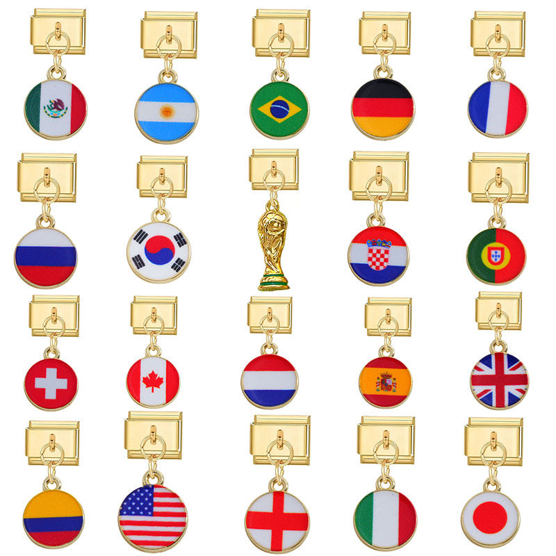 Wholesale Gold Italian Flag Module Pendant DIY Detachable Charm Fashion Accessory