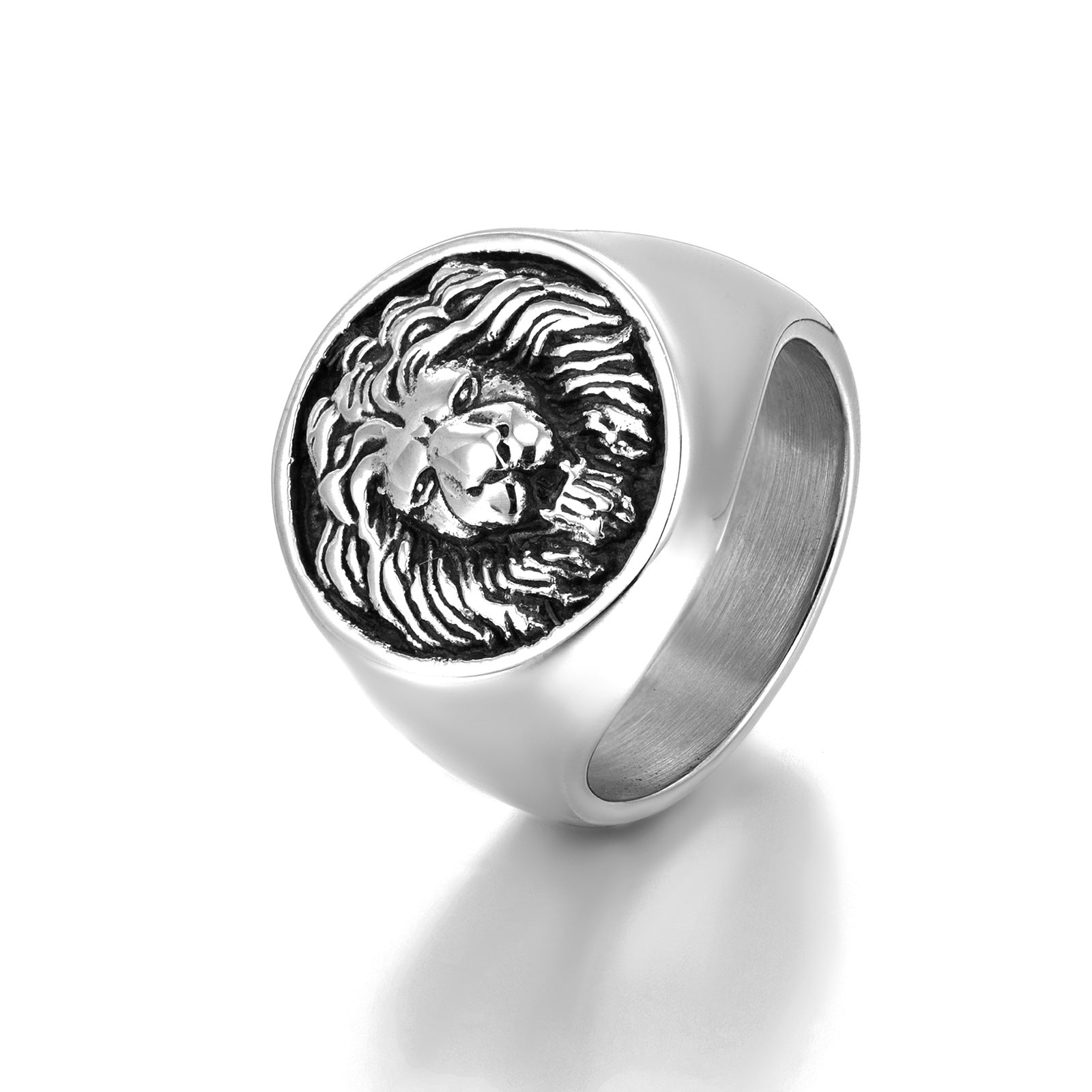 Wholesale Vintage Lion Head Stainless Steel Titanium Steel Men's Ring ACC-RS-Qiaoa002