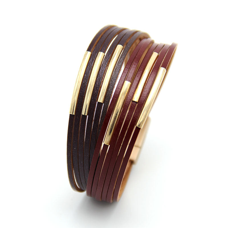 Wholesale multi-layer woven leather bracelet