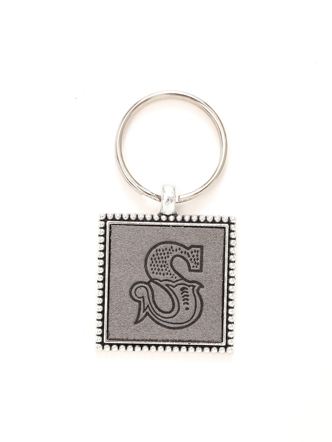 Wholesale 26 Letters Leather Embossed Keychain