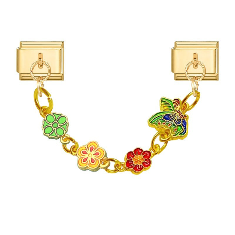 Wholesale Italian Charm Bracelet 9mm DIY Splicing Double Pendant  Stainless Steel Composable Bracelet