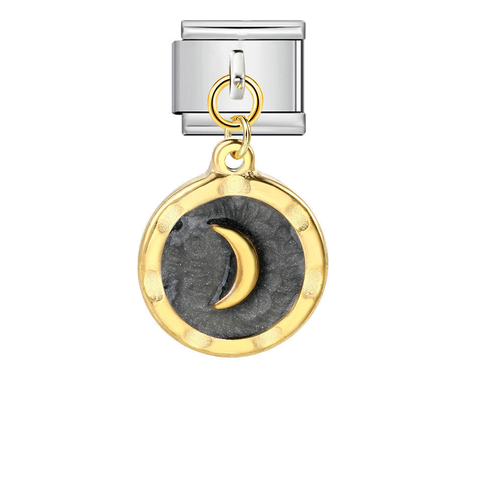 Wholesale Italian Charm Bracelet 9mm DIY Splicing Gold and Silver Round Pendant Stainless Steel Composable Bracelet