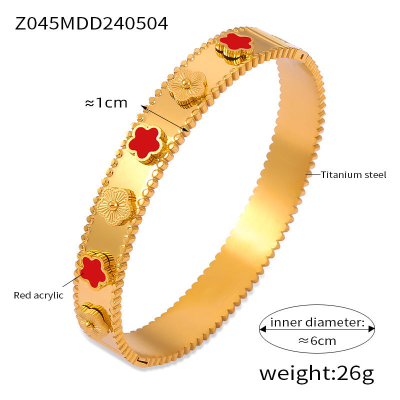 Wholesale Flower Titanium Steel 18k Gold Plated Bracelet ACC-BT-OMK001