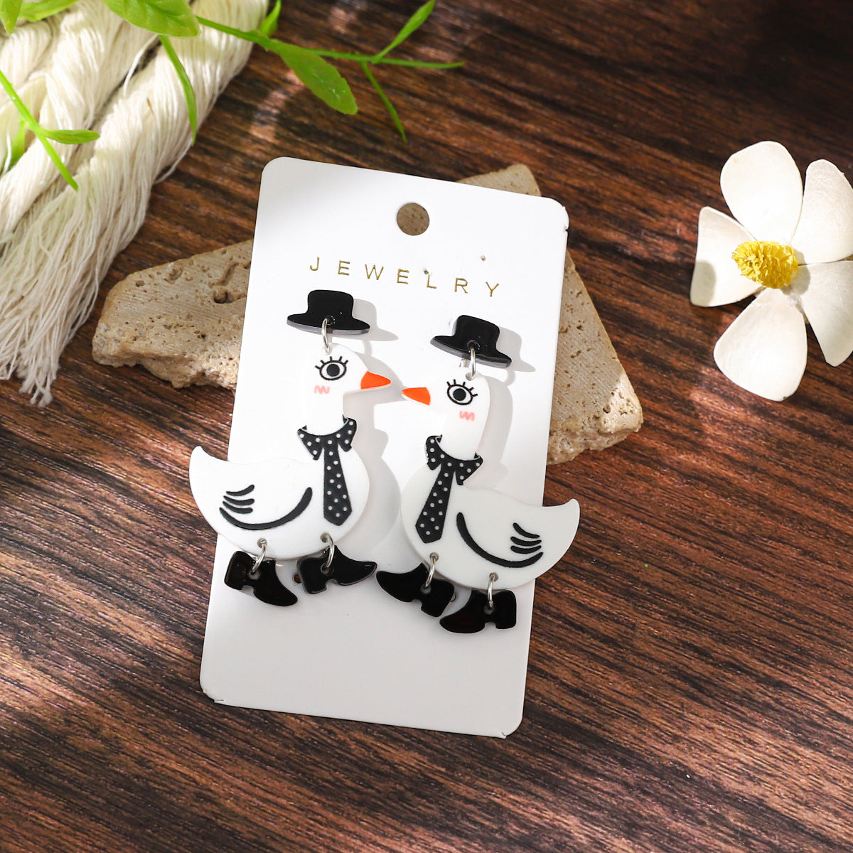 Wholesale Cute Funny Tie Duck Earrings