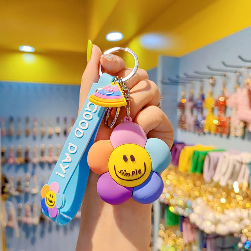 Wholesale Cartoon sunflower soft rubber doll keychain