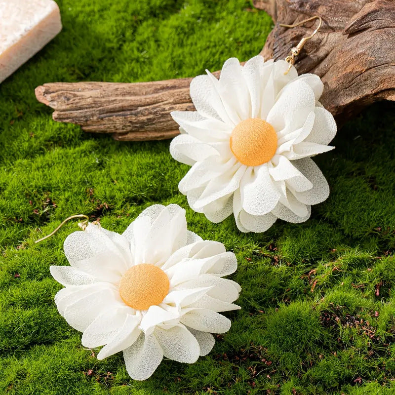 Wholesale  Bohemian Style Egg Flower Textile Fabric Earrings