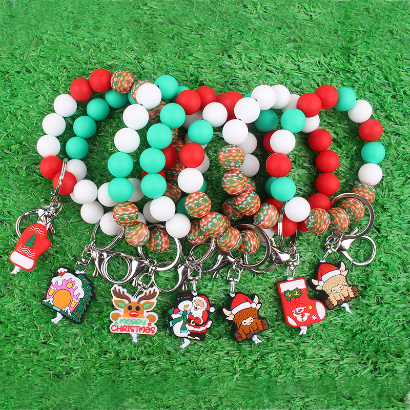 Wholesale Christmas Silicone Beads Wristlet Keychains ACC-KC-GuangTian090