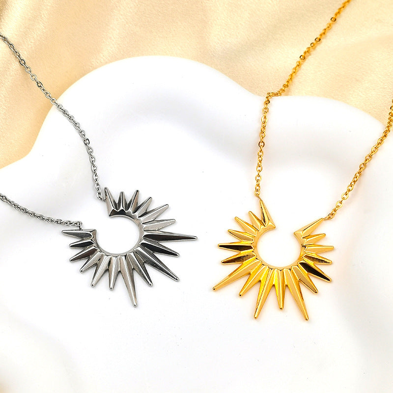 Wholesale Stainless Steel 18K Gold Plated Sunflower Necklaces ACC-NE-GuDi008