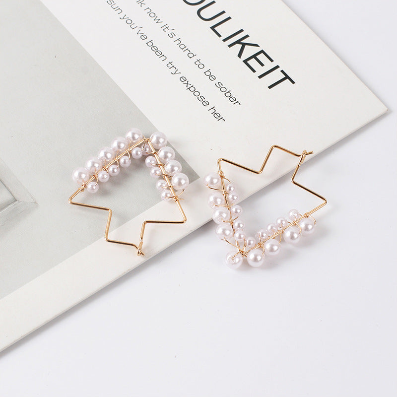 Wholesale Geometric Arrow Tassel Pearl Earrings