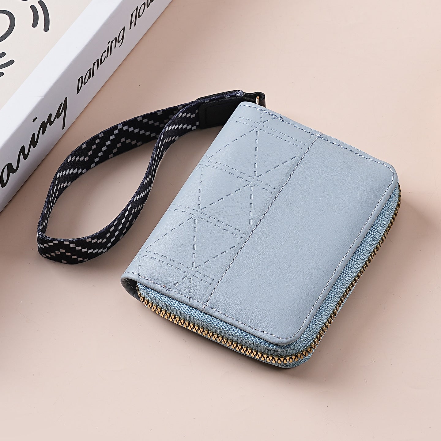 Wholesale Color Blocking PU Zip Wallet Stylish Card Case Coin Purse Unisex Gift Boutique Resale