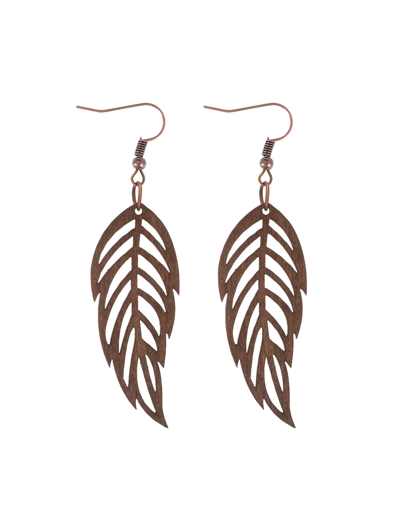 Wholesale  Retro Feather Leaf Shape Wooden Earrings
