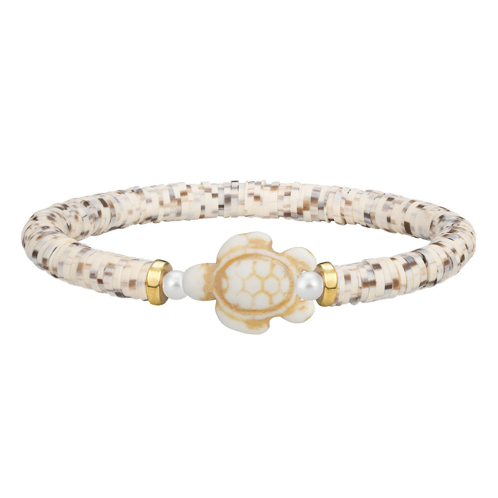 Wholesale polymer clay beaded elastic bohemian style handmade turtle bracelet