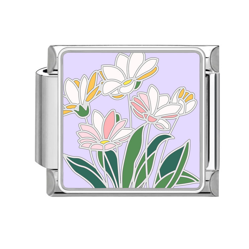 Wholesale Italian Charm Bracelet 9mm DIY Splicing Flowers Stainless Steel Composable Bracelet