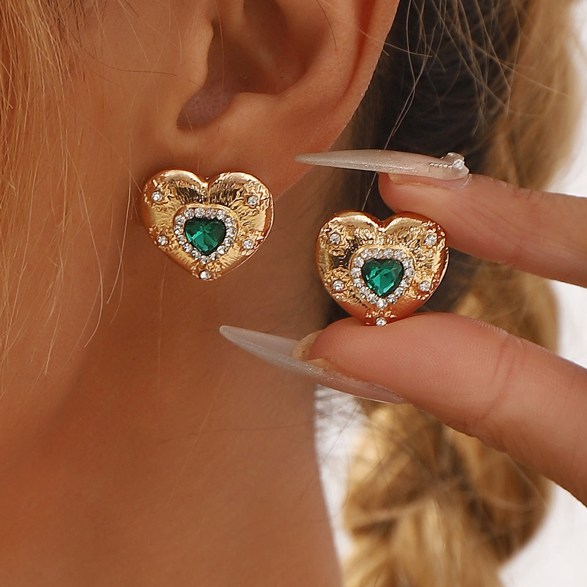 Wholesale temperament glass diamond love geometric ring