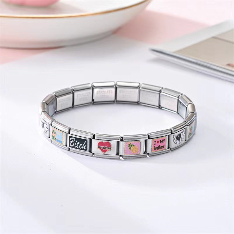 Wholesale Italian Charm Bracelet 9mm DIY Splicing Cute Creative Stainless Steel Composable Bracelet