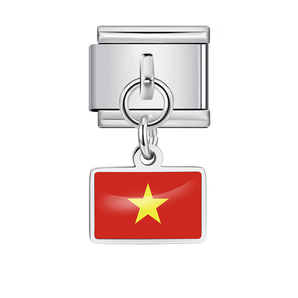 Wholesale World Flag Modular Bracelet Stainless Steel DIY Fashion Accessory