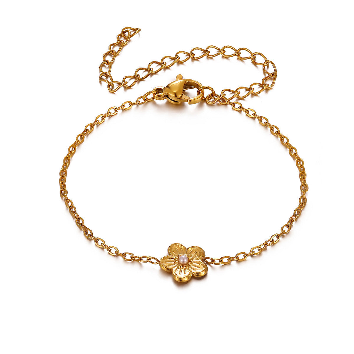 Wholesale Gold-Plated Copper Flower Bracelet &  Ring Set - Fashion Jewelry Accessory for Resale