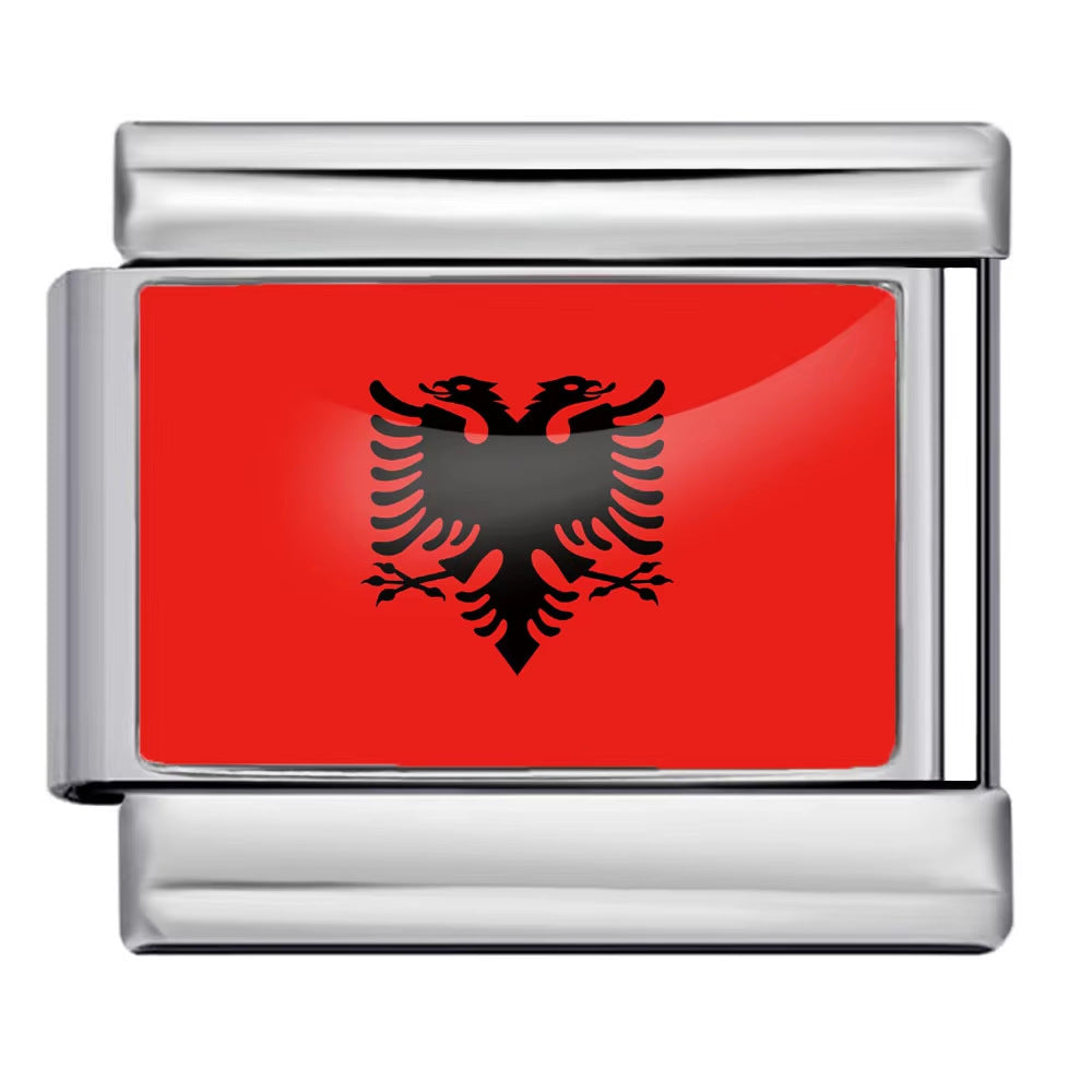 Wholesale Italian Charm Bracelet 9mm DIY Splicing Removable World Flags Stainless Steel Composable Bracelet