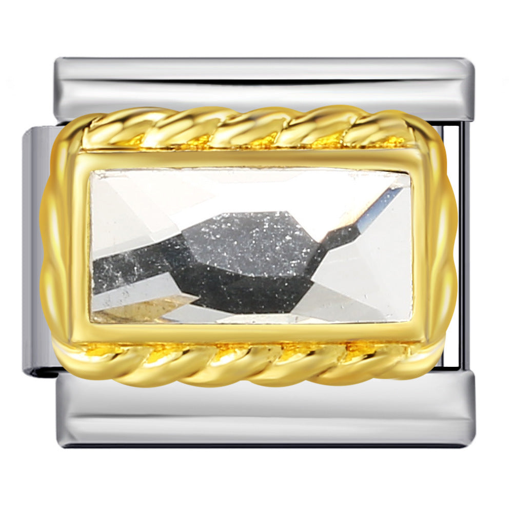 Wholesale Italian Charm Bracelet 9mm DIY Splicing Colored Zirconia Stainless Steel Composable Bracelet