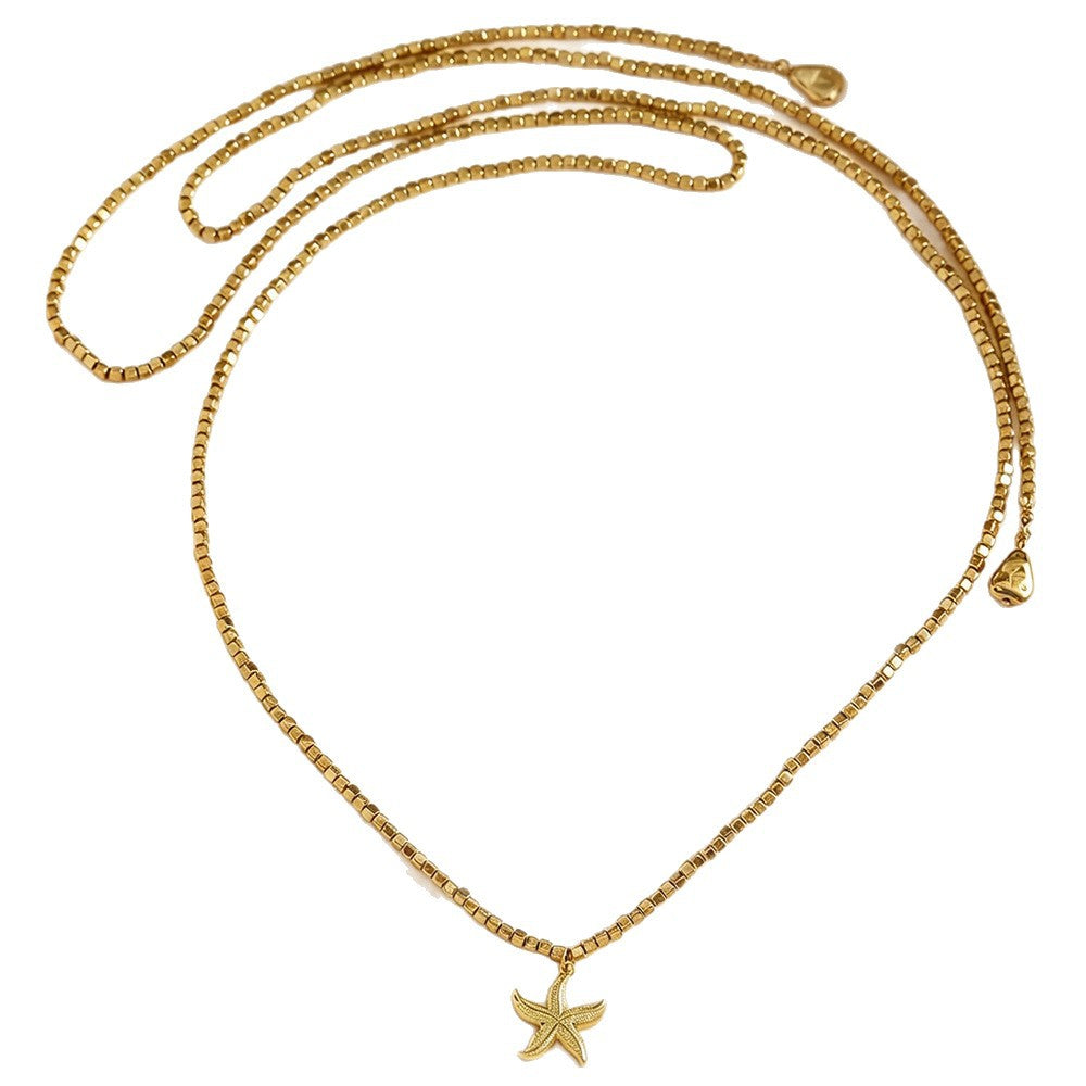 Wholesale European and American cross-border long wrapped silver ocean series women' s necklace,  stackable,  versatile jewelry