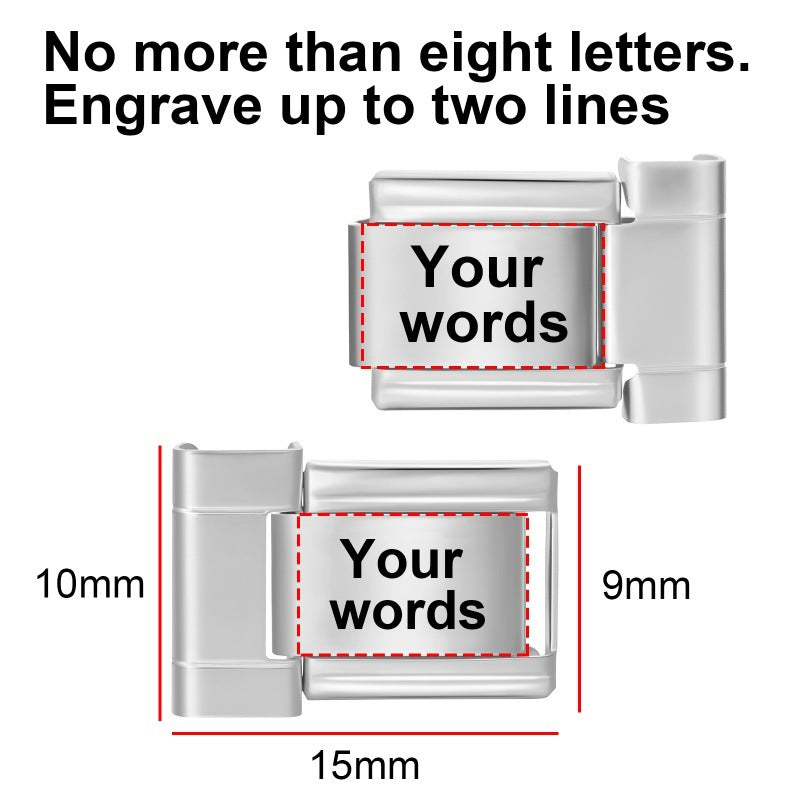 Wholesale  9mm Italian Charm Starter Bracelets DIY square Single Section Creative Stainless Steel Composable Bracelet