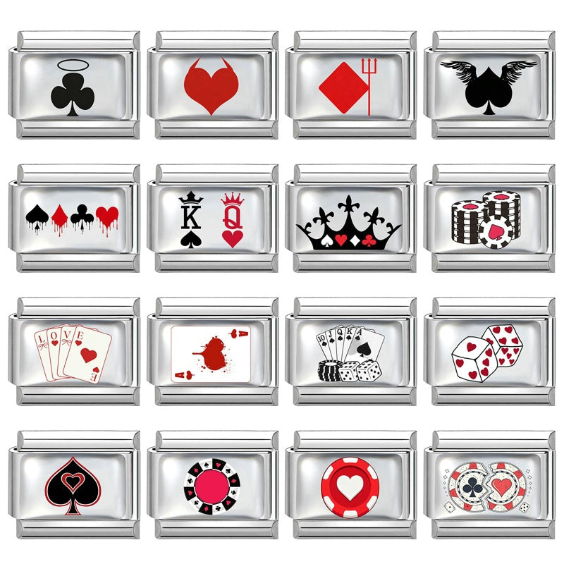 Wholesale Stainless Steel Poker Element DIY Modular Bracelet Accessory Jewelry Supply
