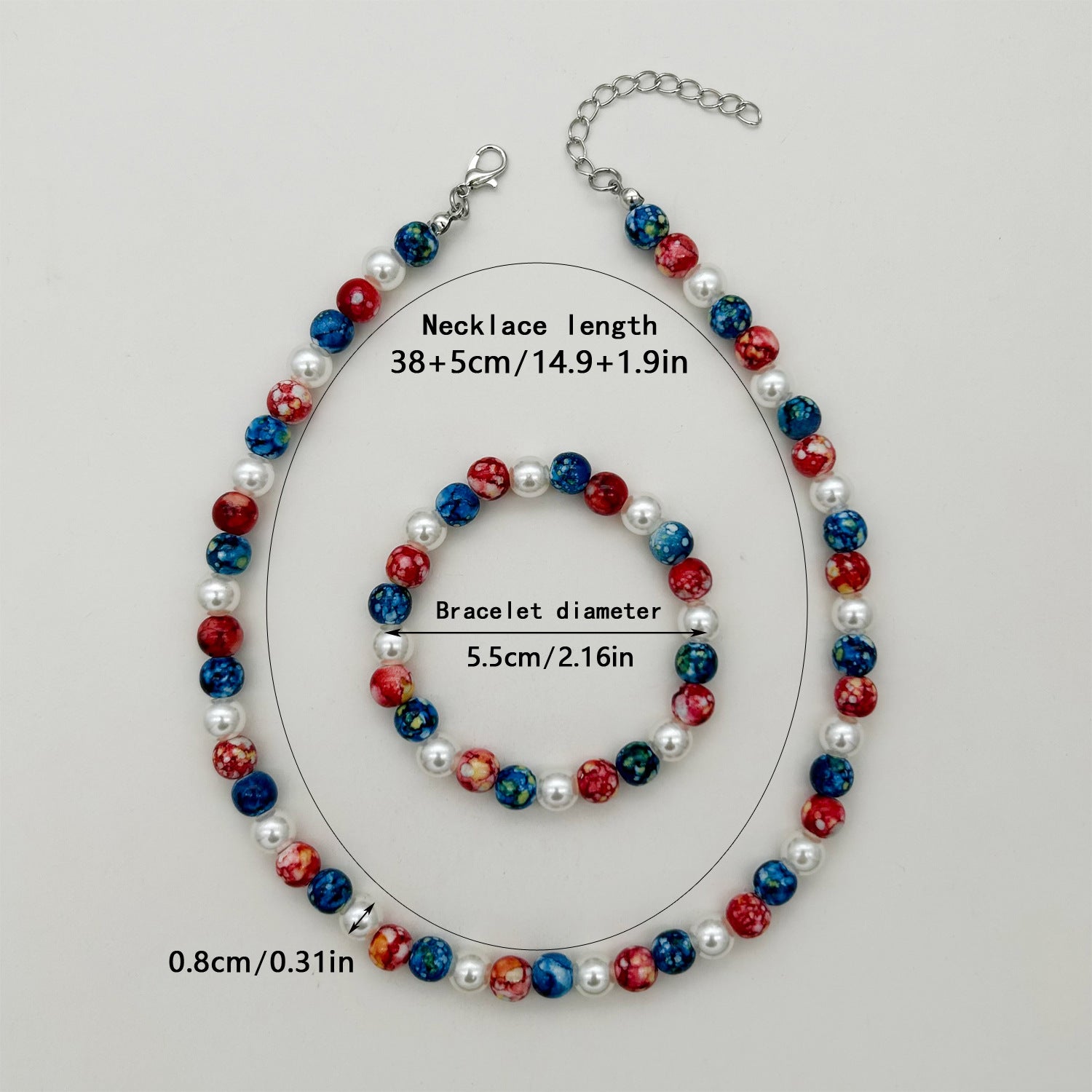 Wholesale American Independence Day Flag Color Beaded Necklace