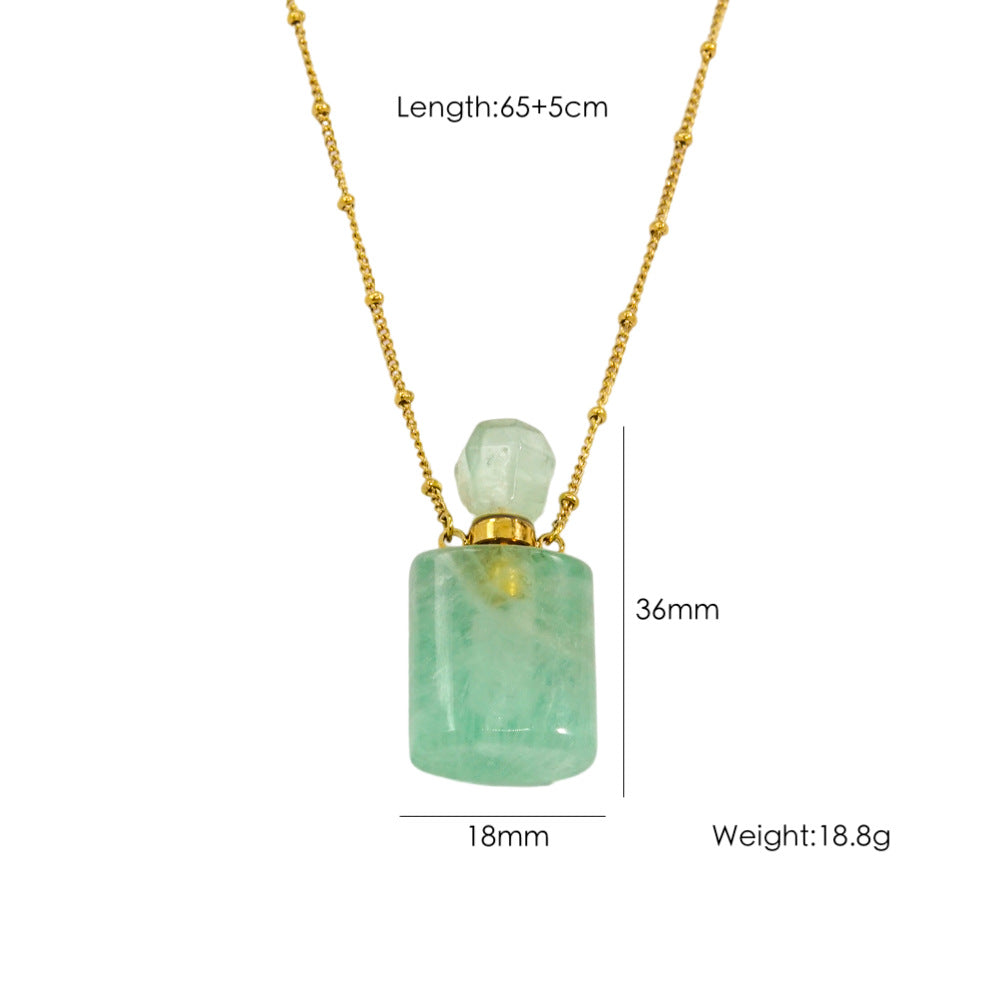 Wholesale Light Luxury Natural Stone Aroma Bottle Pendant Stainless Steel Necklace