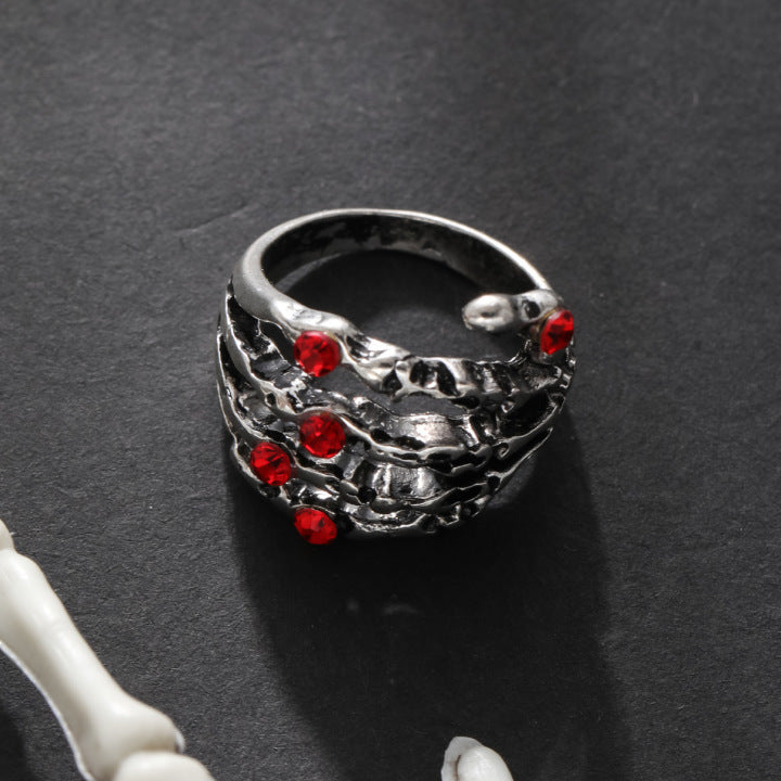 Wholesale Vintage Dark Goth Theme Skull Hand Diamond Ring ACC-RS-JunJie003